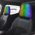 thumbnail image 2 of Kdxio Glitter Rainbow Pattern Print 2 Piece Car Head Rest Covers Set Auto Front/Rear Seats Headrest Cover Universal Fit Most Cars,Sedan, SUV, 2 of 9