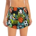 thumbnail image 2 of Picia Balls Pattern Women's 2 in 1 Athletic Running Shorts High Waisted Workout Casual Gym Sweat Shorts with Comfy Liner Zipper Pockets-Medium, 2 of 9
