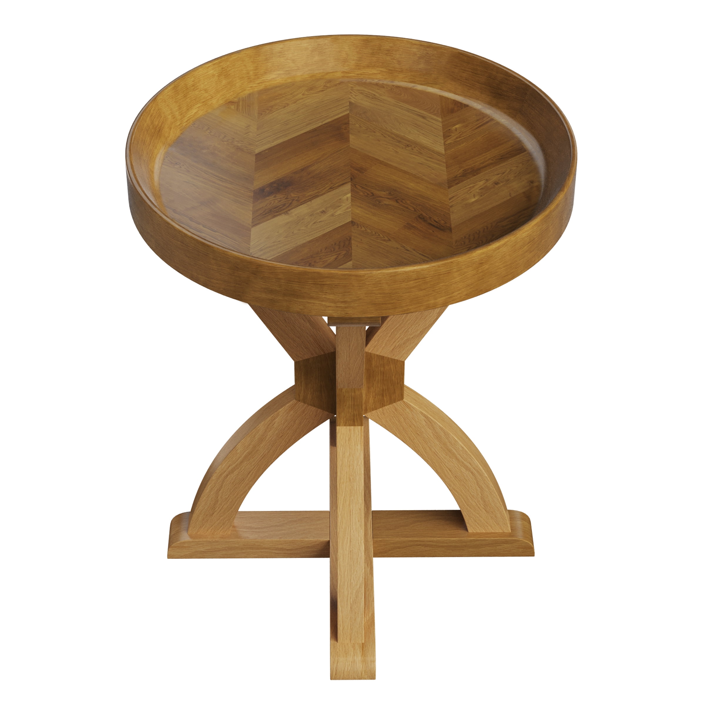 Lavish Home - Mango Wood Round Pedestal Side Table for Couch, Entryway, or Bed (Natural with Light Stain)