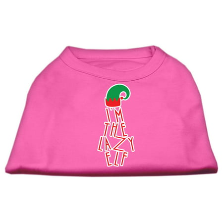Lazy Elf Screen Print Pet Shirt Bright Pink Xxxl