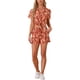 thumbnail image 1 of Conjuntos de Mujeres de Hawái de 2 Piezas, Camisa Floral de Botones y Pantalones Cortos, Ropa Casual para Vacaciones Tropicales en la Playa 2026 XL Rojo Oscuro, 1 of 6