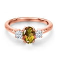 thumbnail image 3 of Gem Stone King 18K Rose Gold Plated Silver Mango Mystic Topaz and White Zirconia Engagement Ring for Women | 1.85 Cttw | Oval 7X5MM | Gemstone November Birthstone | Size 8, 3 of 6