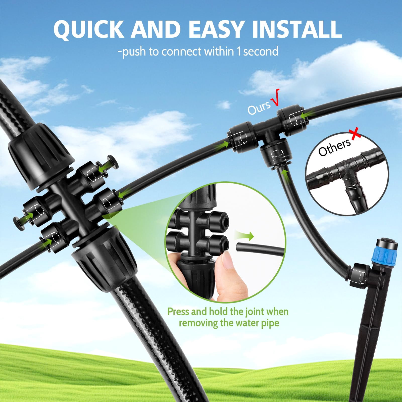 2026New 230FT Quick-Connect Drip Irrigation System Kit Automatic Garden Watering Misting System for Greenhouse Yard Lawn