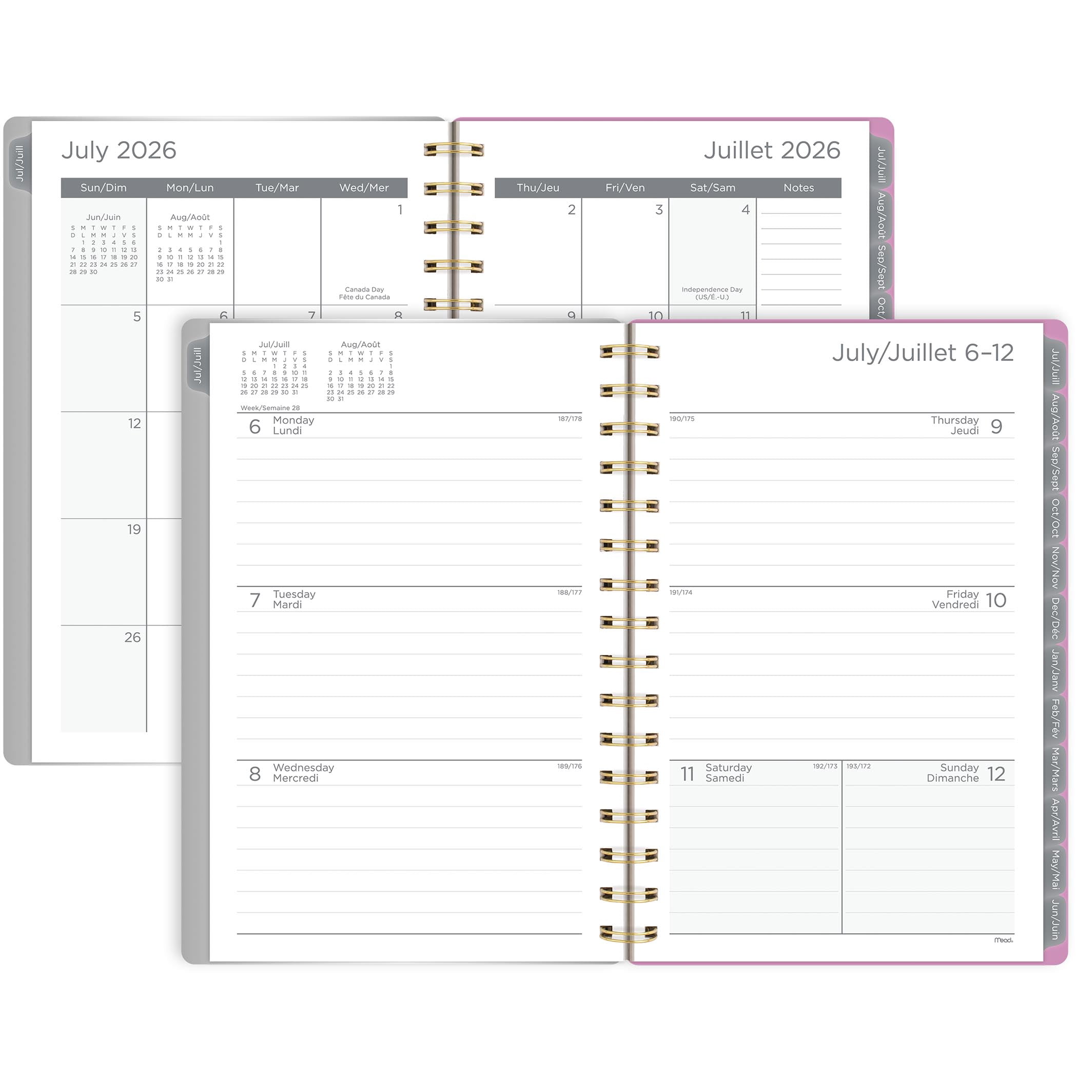 2026-2027 Mead Fun Stripes Small Weekly and Monthly Academic Year Planner