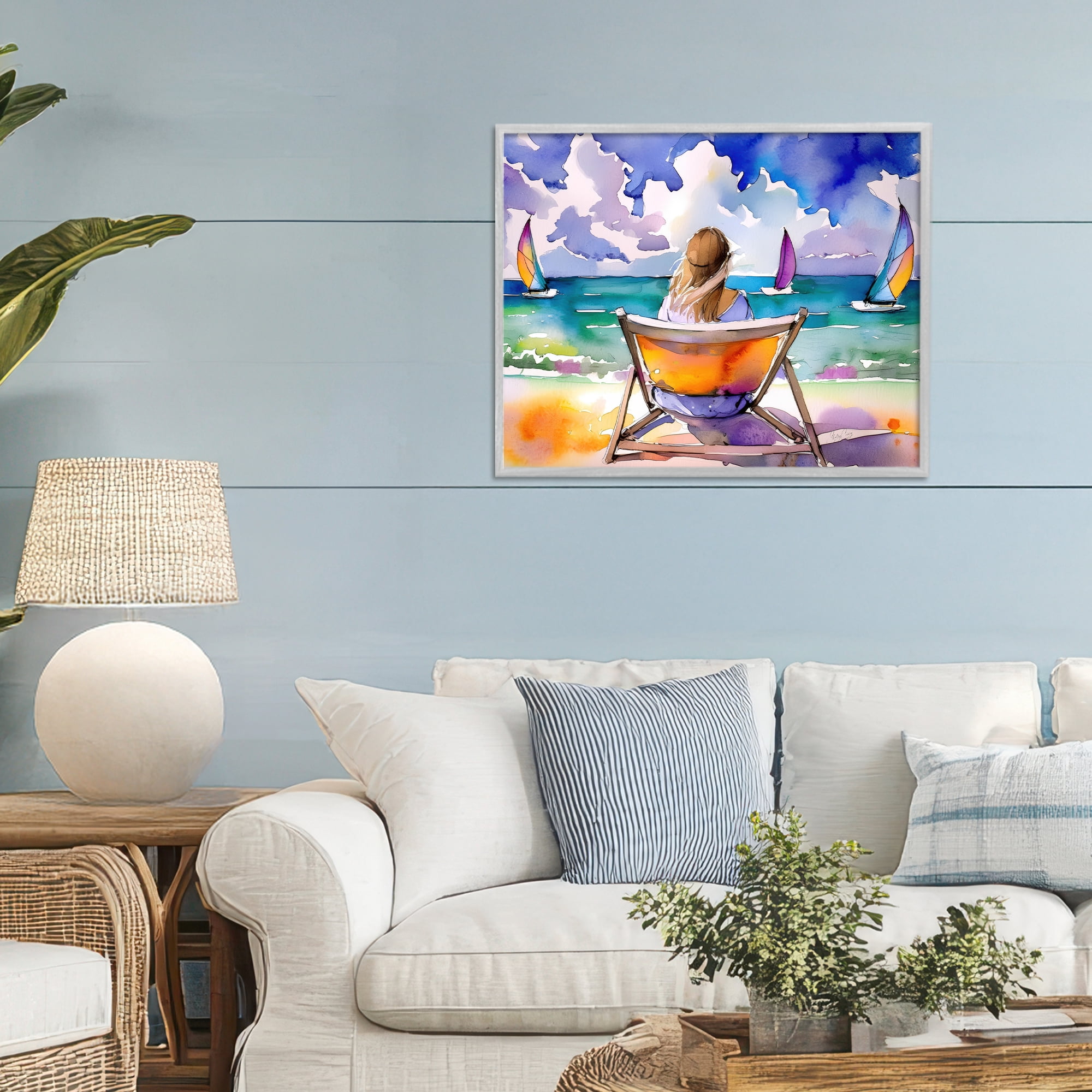 Stupell Industries Front Row to Paradise Gray Framed Giclee Art, design by Shelly Craig