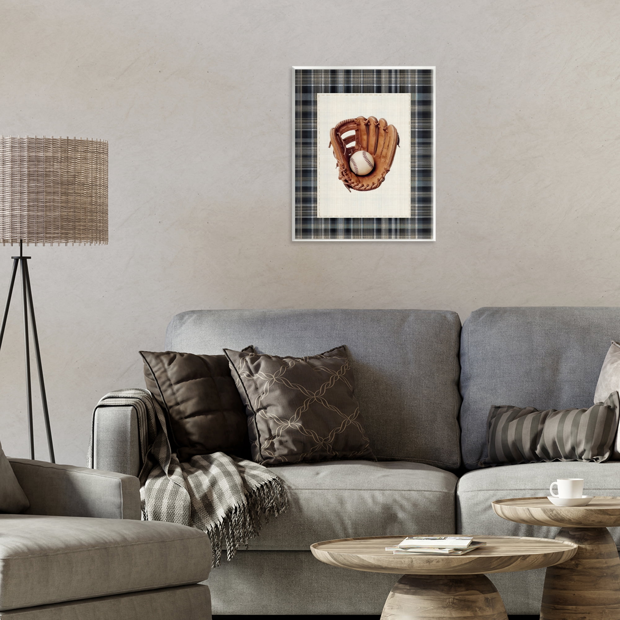 Stupell Industries Baseball Glove with Plaid Wall Plaque Art, design by Arlington Prints