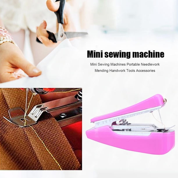 Mini máquinas de coser Costura portátil Reparación Herramientas de trabajo manual Rosa