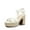 WHITE-PU, variant on Women's Platform Heels Chunky Round Open Toe Ankle Strap High Block Heeled Sandals