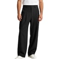 thumbnail image 2 of QSXADF Men's Loose Wide Leg Pants Drawstring Sweatpants Draped Wide Leg Long Pants Solid Pleated Daily Commute Office Wear Men's Casual Trousers, 2 of 6