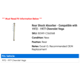 thumbnail image 2 of Rear Shock Absorber - Compatible with 1972 - 1977 Chevy Vega 1973 1974 1975 1976, 2 of 2