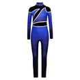 thumbnail image 3 of TiaoBug Kids Girls Sparkly Color Block Gymnastics Leotard Full Body Jumpsuit Long Sleeve Skating Bodysuit Blue 6, 3 of 7
