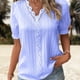 thumbnail image 5 of Chemise de grande taille pour femme à manches bulles Chemisier décontracté en dentelle Couleur unie Tenue quotidienne FLhrweasw Nuevo, 5 of 7