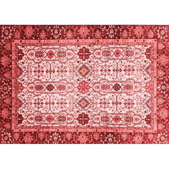 Ahgly Company Indoor Rectangle Abstract Red Modern Area Rugs, 3' x 5'