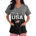thumbnail image 4 of Womens 4th of July Scrub Tops USA Flag Print Short Sleeve Nurse Working Uniforms Soft Stretchy American 250 Anniversary Scrub T Shirts, 4 of 4