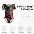 thumbnail image 4 of Rocae Monstre Haut pour une Pièce Col Rond Manches Courtes Justaucorps pour Femmes Justaucorps Basique Décontracté Combinaison Quotidienne T-Shirts-Moyen, 4 of 7
