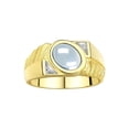 thumbnail image 1 of RYLOS Men's Rings 14K Yellow Gold Cabochone Gemstone & Diamond Designer Aquamarine Rings For Men Size 13, 1 of 7