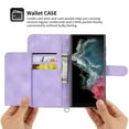 thumbnail image 3 of Dteck Flower Pattern Case For Samsung Galaxy S22 Ultra,Magnetic Leather Card Slots Pocket Case Shockproof Rubber Kickstand Cover with Detachable Crossbody and Wrist Straps,Purple, 3 of 9