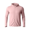 thumbnail image 4 of Mens UPF 50+ Sun Protection Jacket Hooded Long Sleeve Zipper Lightweight Quick Dry Athletic Top with Pockets and Thumb Hole Pink XXL, 4 of 7
