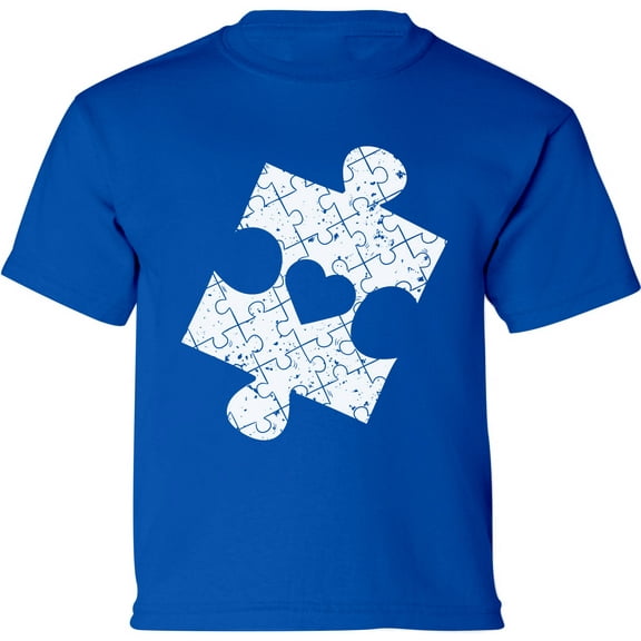 Autism Puzzles Distressed Heart Autism Awareness Toddler T-Shirt - Graphic Tee - 2T 3T 4T 5/6T