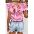 thumbnail image 4 of Ahlaray Butterfly Sleeve V-Neck T-Shirt: Striped Chic, Flattering Fit!, 4 of 8