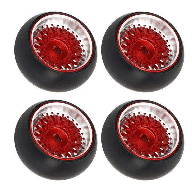 RC Drift Tire, Flexible 4 PCS Aluminum Alloy Plastic RC Replacement Drift Tires Slippy Surface For 1/28 RC Car