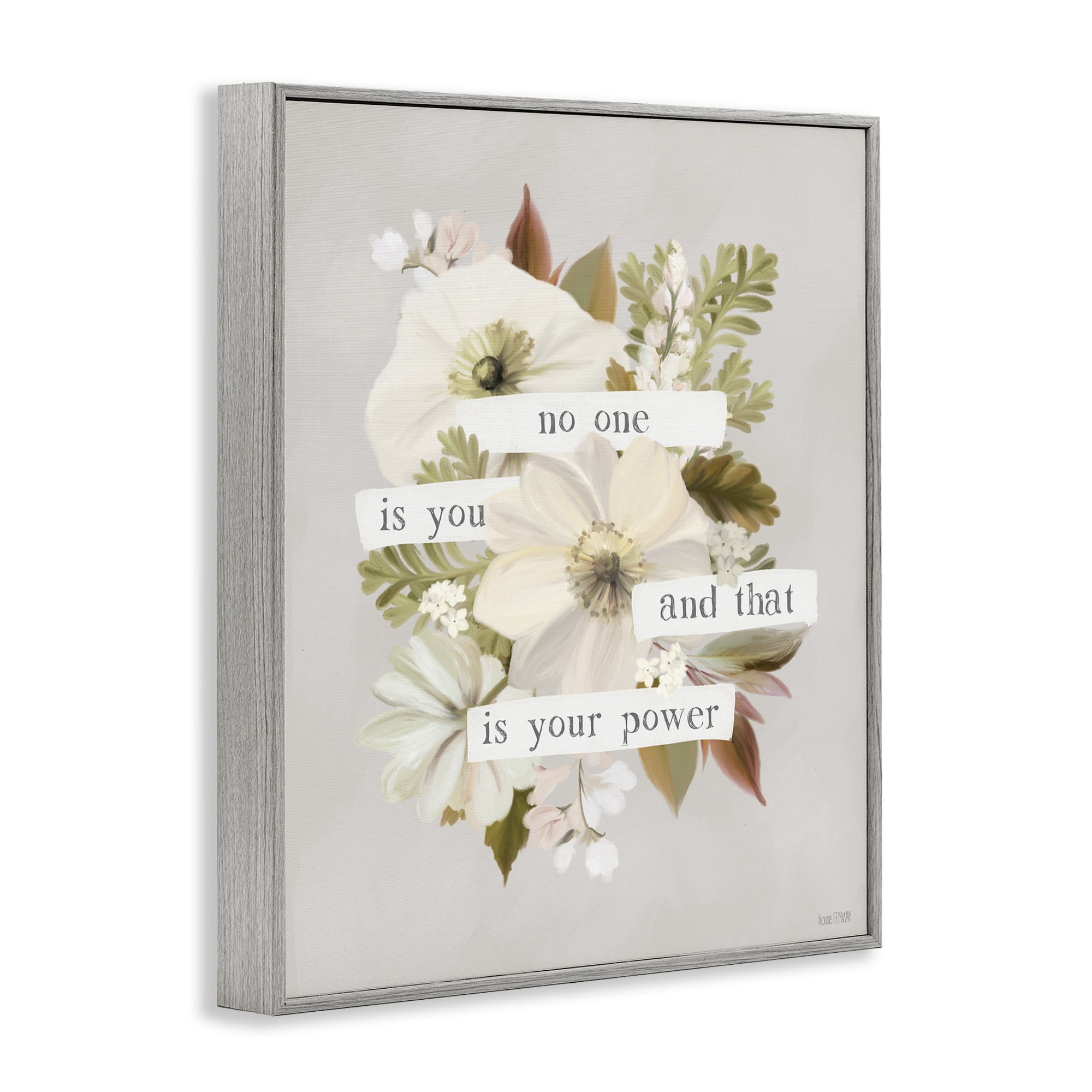 Stupell Industries No One Is You Botanical & Floral Painting Gray Framed Art Print Wall Art, 11 x 14