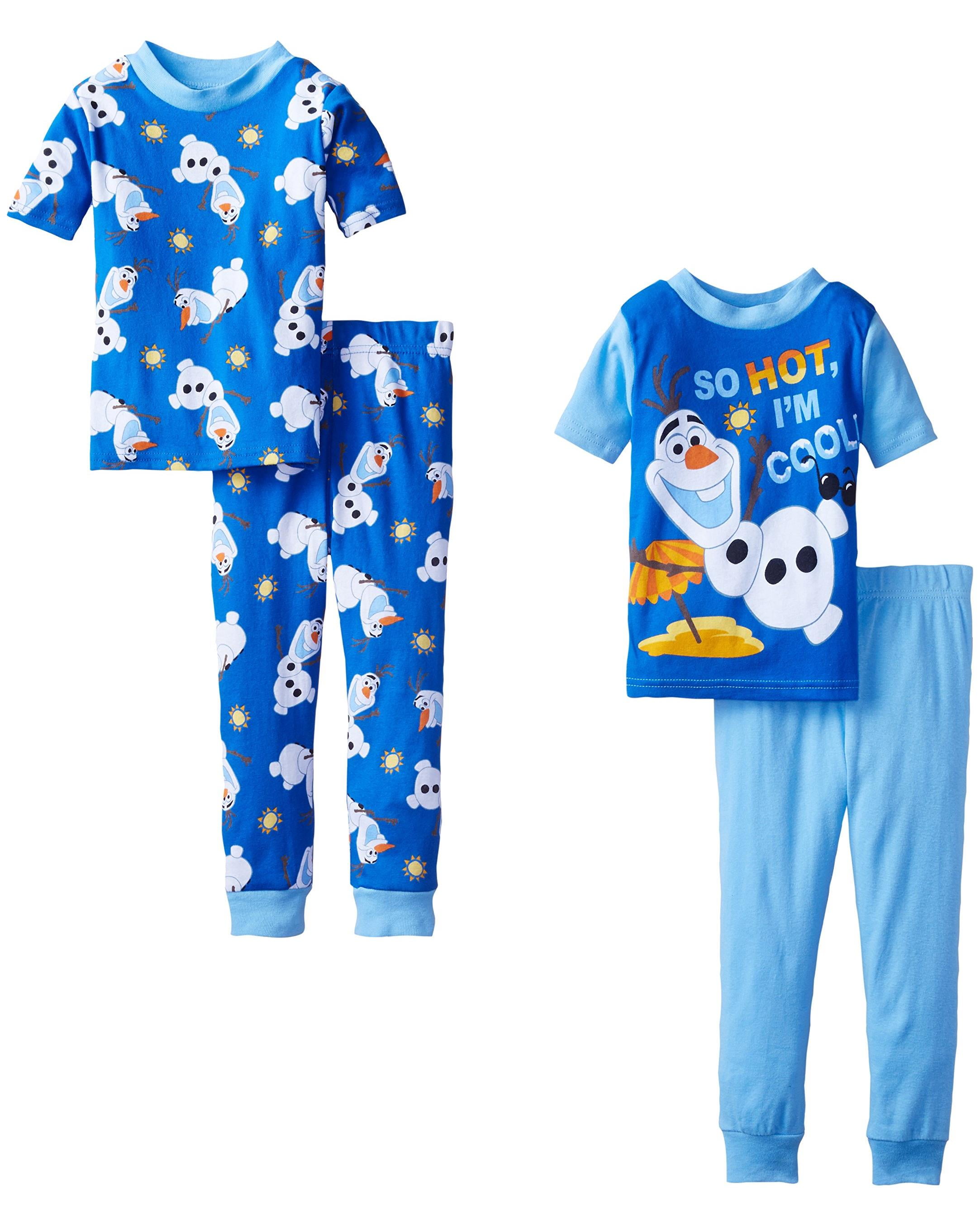 Disney Boys' Pajamas 4 Piece Frozen Olaf Lons Sleeve Tops and Lounge