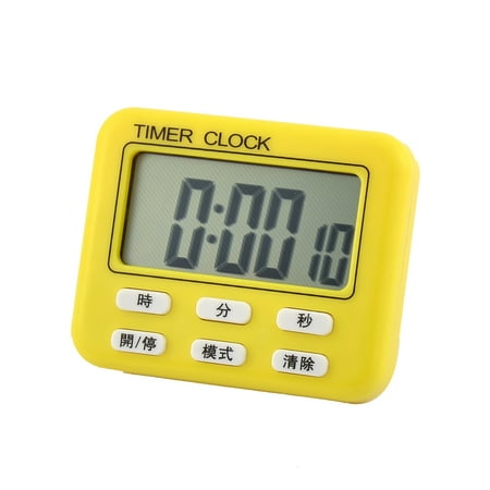 yellow timer battery kitchen clock lcd alarm abs count powered digital down unique