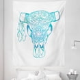 thumbnail image 1 of Western Tapestry, Ornamented Skull of the Buffalo Leaves Hanging Aztec Ritualistic Items Art, Fabric Wall Hanging Decor for Bedroom Living Room Dorm, 5 Sizes, White and Pale Blue, by Ambesonne, 1 of 1