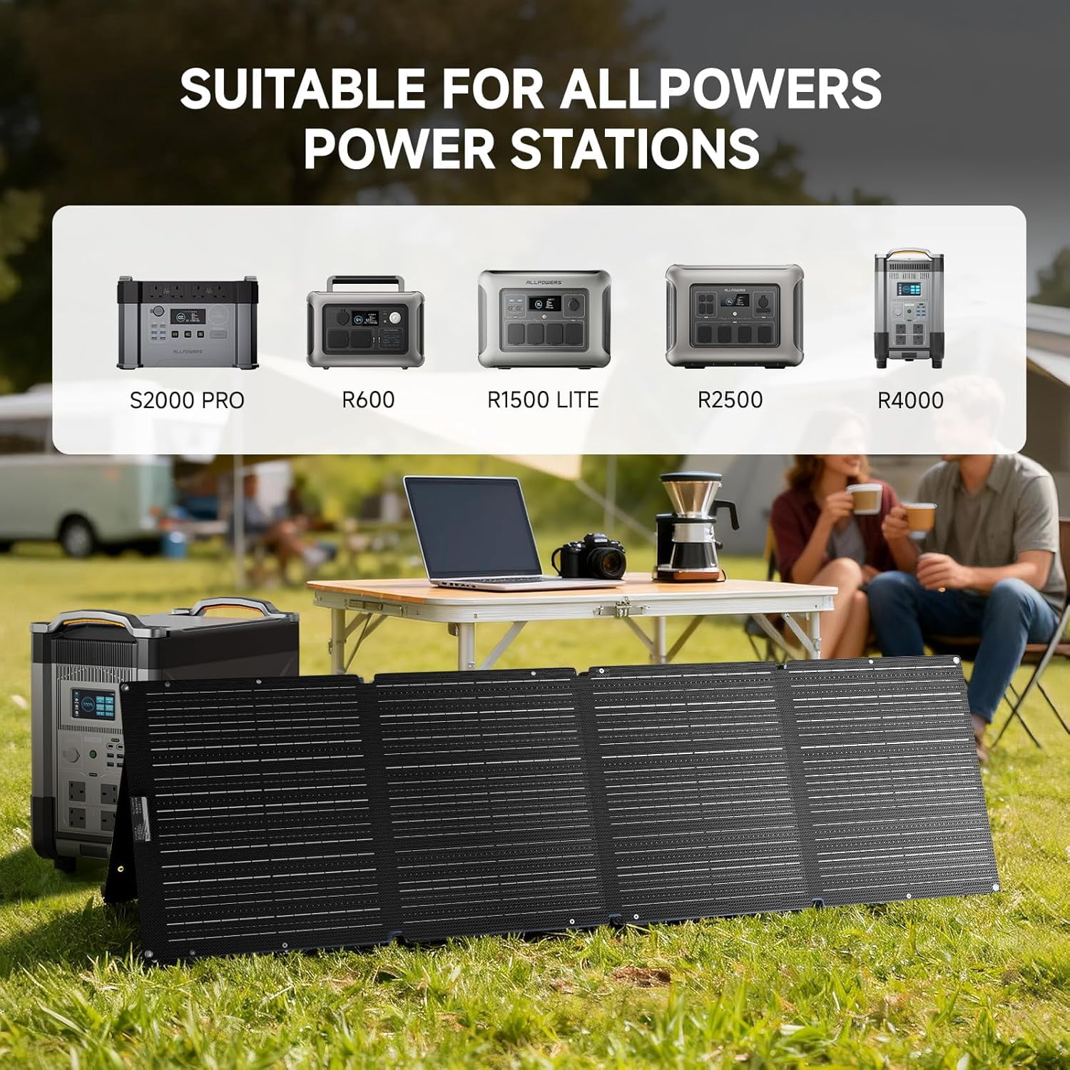 ALLPOWERS SOLAX SE200 200W Portable Solar Panel, High-Efficiency Monocrystalline, IP68 Waterproof Solar Charger for Power Stations, RV, Camping, Off-Grid & Emergency Power