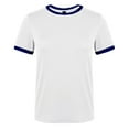 thumbnail image 3 of Uooqdmx Basic Tees for Women, Womens T Shirts Loose Fit, Cotton Shirts for Women, Crew Neck Tops Contrast Binding T Shirt Summer Tee, Women Plain Tshirt, White S, 3 of 4