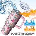 thumbnail image 3 of Green 40oz Holiday Tumbler with Handle and Straw, Cute Reindeer Stainless Steel Insulated Cup Gifts, 3 of 4