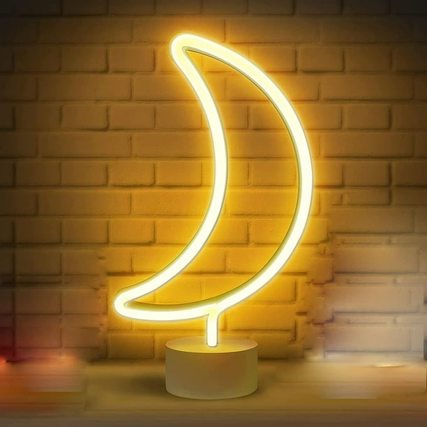Luces de luna LED Letreros de neón Luces con base Luces de noche LED Luces de neón USB Funcionamiento con pilas Luces de noche Decoración para Navidad, cumpleaños, Livin