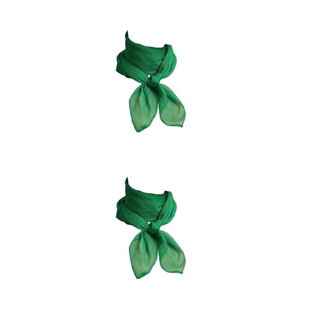 Minnieouse Bufanda de gasa Estilo coreano Chica Ornamento Pañuelo pequeño Diseño delgado Pañuelo de mujer para el trabajo Casa Viajes Compras Verde Verde 2piezas Minnieouse CBP381166