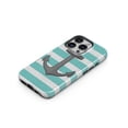 thumbnail image 3 of DesignSkinz Scratch-Resistant Hard Slim Case Compatible with iPhone 12 Pro (Compatible with MagSafe) - Teal Stripes with Gray Nautical Anchor, 3 of 9