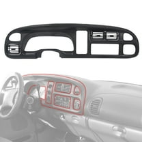 Kojem Dashboard Bezel for 1998-2002 Dodge Ram 1500 2500 3500 Instrument Cluster Bezel Dash Board Panel Cover W/Vent Black 1999 2000 2001