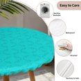 thumbnail image 3 of Turquoise Plaid Round Tablecloth for 36-44 Inch Tables,Fitted Table Cover with Elastic Edge,Geometric Leaf Diamond Morocco Abstract Waterproof Outdoor Table Cloth Protector for Patio Garden Dinner, 3 of 9