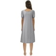 thumbnail image 2 of Nightgowns for Women Short Sleeve Nightdress Square Neck Shirred Puff Sleeve Pajama House Dress Knee Length Sleepwear Comfy Nightdress, Gray 2XL, 2 of 8