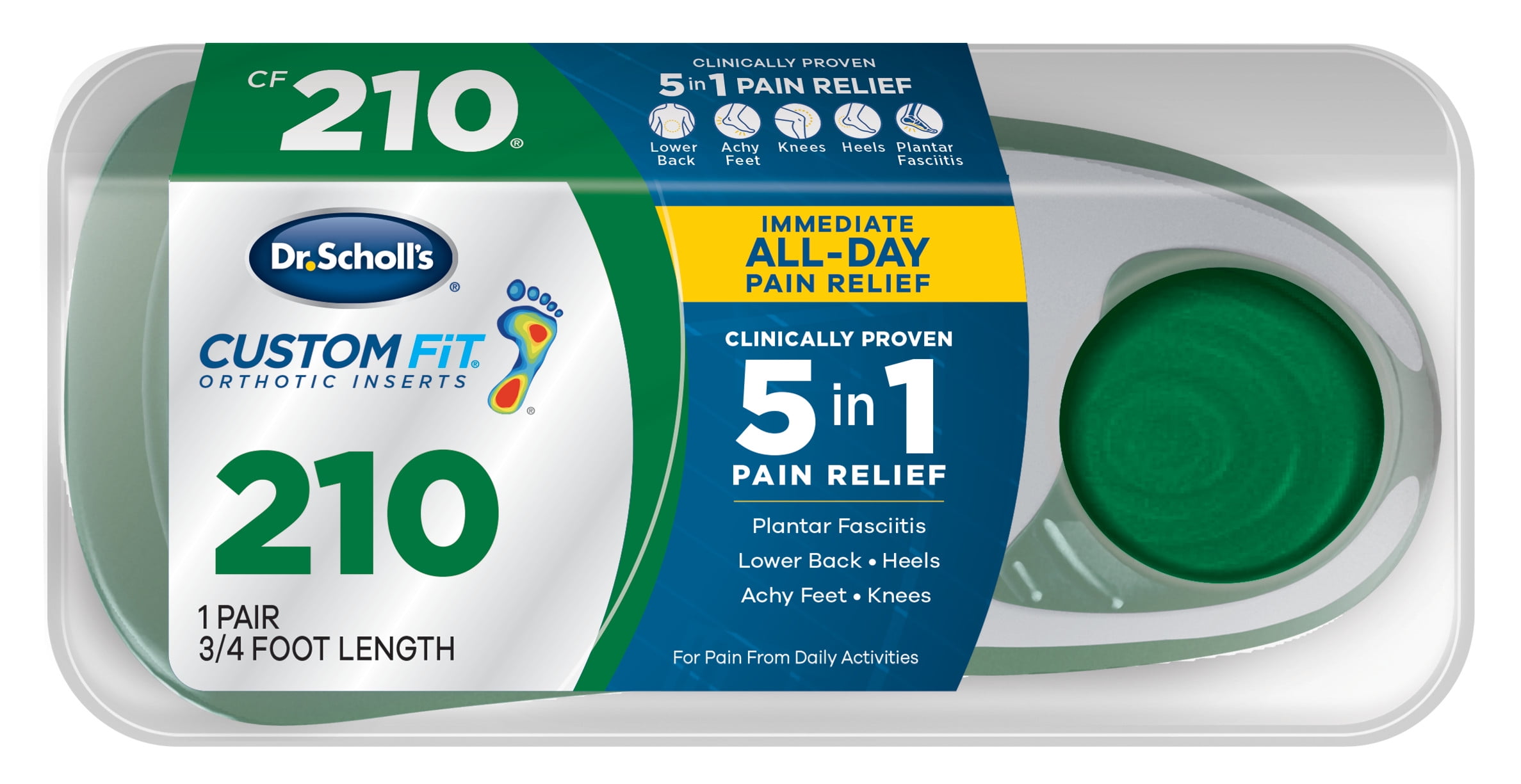 Dr. Scholl's Dr Scholls Custom Fit CF 210 Orthotic Insole Shoe Inserts for Foot Knee and Lower Back Relief 1 Pair