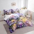 thumbnail image 3 of Homewish Dreamy Castle 7-Piece Bedding Comforter Set,Romantic White Rose King Bedding Sets,Purple Flower Floral Bed Sheets For Girl,Breathable Home Decor Reversible, 3 of 8