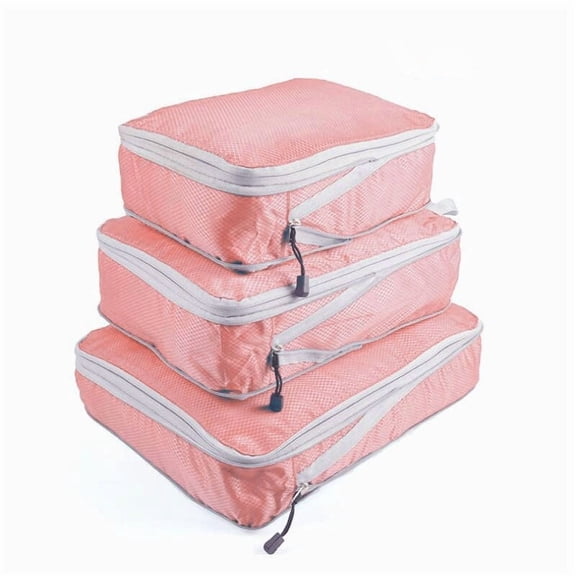 3 Pack Packing Cubes, Manual Compression Travel Luggage Organizer Bags, Waterproof Space Saving Tear-Resistant Nylon, for Clothes Jackets Towels, Camping Home Storage, 15.75" X 13.78"