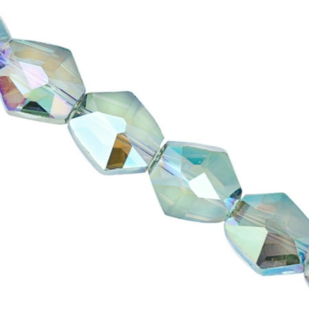 Faceted Peridot Drops - Crystal Bead, Center-Drilled Faceted Cosmic Rock, peridot Ab2x Coated, 15.5x16x10mm