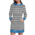 thumbnail image 2 of Ashirexll Casual Dresses for Women, Womens Fall Dresses, Fashion Striped Dress with Pockets Long Sleeve Hooded Dress for Ladies, 2 of 6