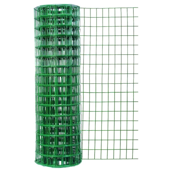 22450 24 Inches x 50 Feet 16-Gauge Green Vinyl Coated Garden Fence with 3 x 2-Inch Openings, 24" x 50'
