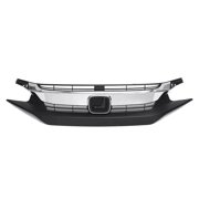 POWECHOX Front Bumper Grill Black W/Chrome Trim Compatible with Honda Civic Sedan 4D 2016 2017 2018 Models, No Emblem
