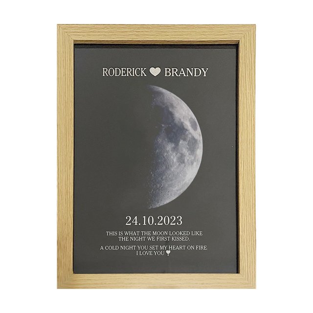 Dsscvnef Custom Moon Phase and Name Wooden Frame with Your Text 'The Night We Met' DIY Moon Phase Anniversary Arts and Crafts Arts and Crafts for Kids Ages 2-4 Table Kids Arts and Crafts Table with St
