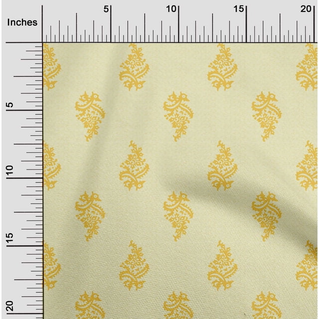 oneOone Polyester Lycra Fabric Leaves & Floral Block Print Fabric By The Yard 56 Inch Wide