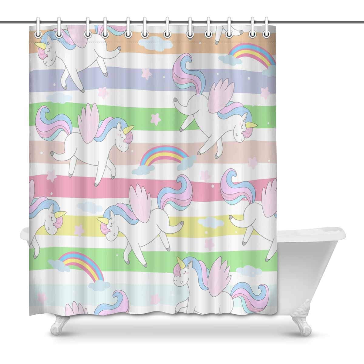 POP Cute Unicorn Rainbow Shower Curtain Bathroom Sets Home Decor 10x10 inch POP Cute Unicorn Rainbow Shower Curtain Bathroom Sets Home Decor 10x10 inch
