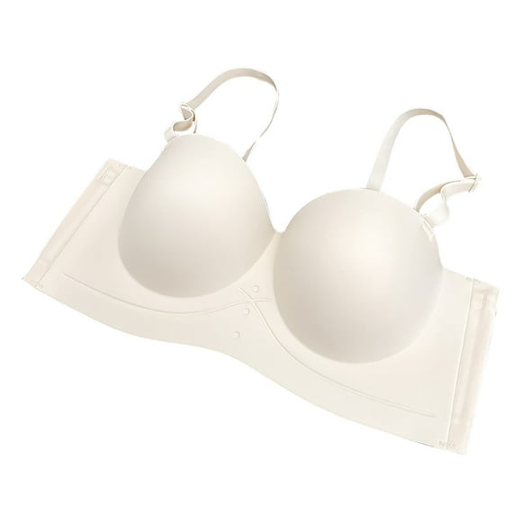 Virmaxy Womens Push Up Bra Solid Color Non-Slip Non-Marking Underwear To Collect Side Breasts Small Breasts Bra White S