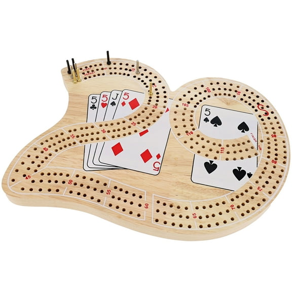 WE Games 29 Cribbage Set - Solid Wood Board with Metal Pegs